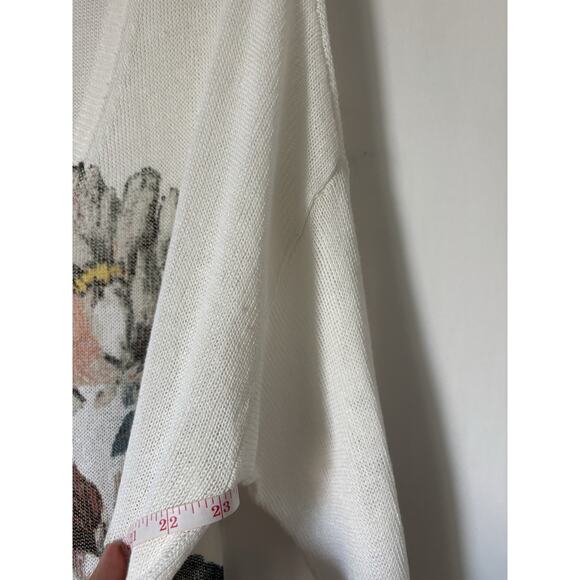 J. Jill Sweater Large Floral Lightweight Vneck Relaxed New Linen Blend - Picture 11 of 14